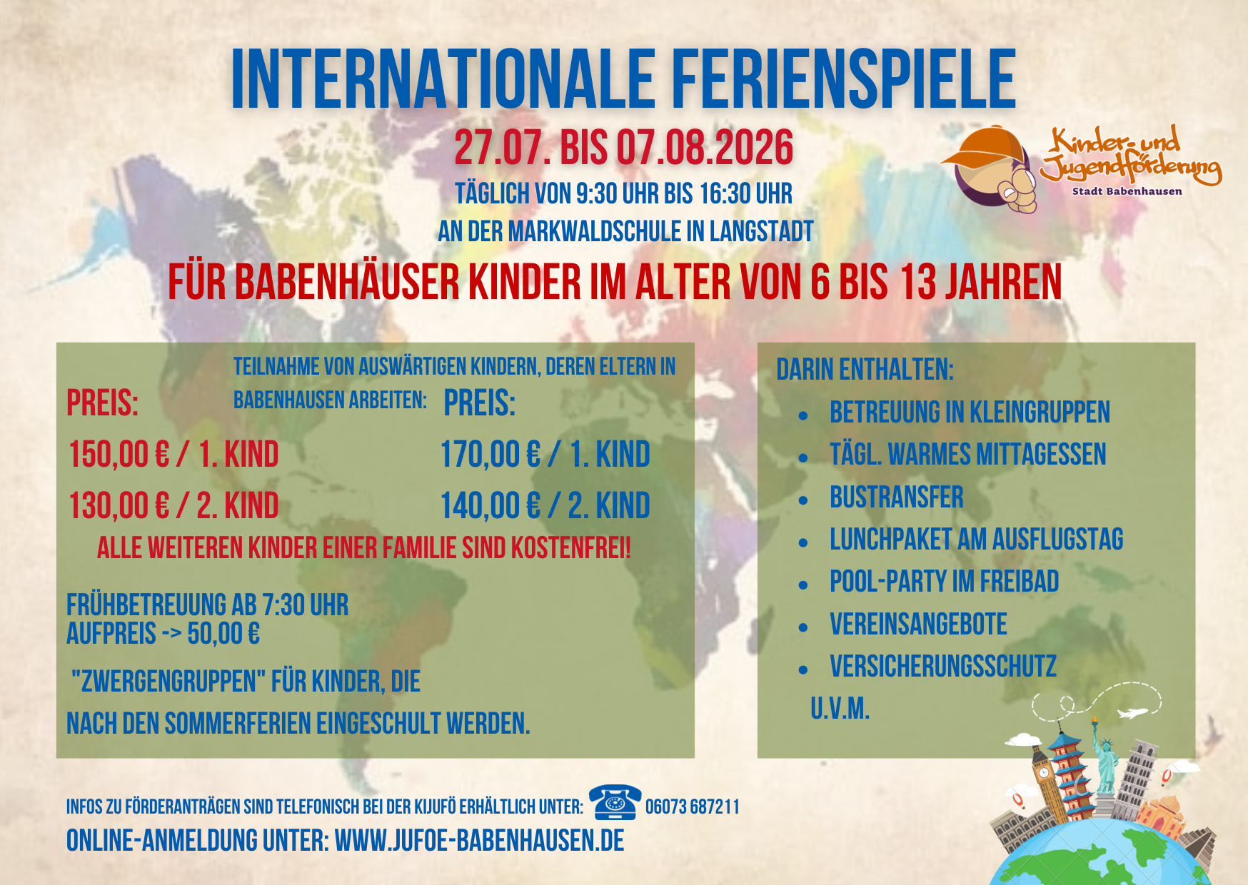 10 Tage Sommerferienbetreuung im Zeichen der Begegnung Der Anmeldezeitraum für die Ferienspiele 2026 startet in diesem Jahr am 16.03. und endet am 17.05.2026. Die Online-Anmeldeformulare werden entsprechend freigeschaltet. Das ganztägige [&hellip;]